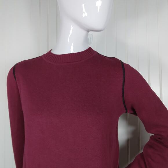 Michael Stars Burgundy fine knit crewneck sweater top Size XS - Picture 2 of 7